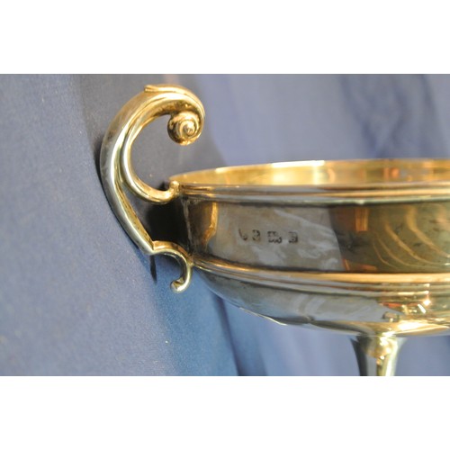 27 - Birmingham silver pedestal bowl with shaped handles, on round spreading base, 313g, h14cm