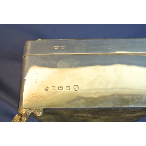 39 - Birmingham silver stationery or jewellery casket with shell corners and feet, inscribed, 9x23.16cm, ... 