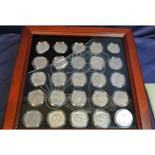 160 - The complete collection of US Walking Liberty Half -Dollars, in presentation case  Total 25 Years  1... 