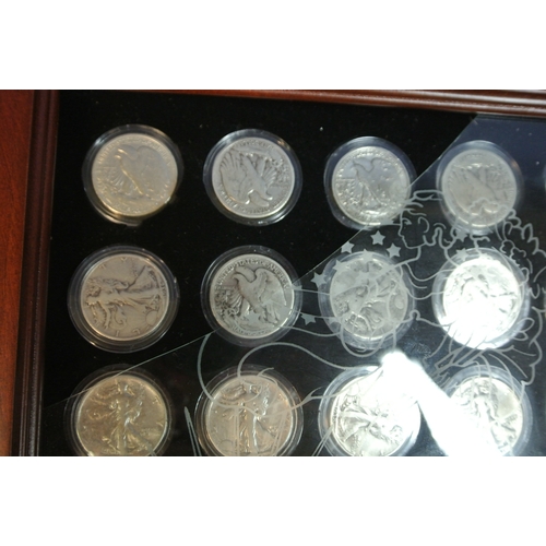 160 - The complete collection of US Walking Liberty Half -Dollars, in presentation case  Total 25 Years  1... 