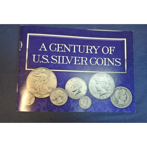 161 - A century of 19 US Silver Coins in Display Case Barber Dime ,Quarter, and Half Dollar. Morgan Dollar... 