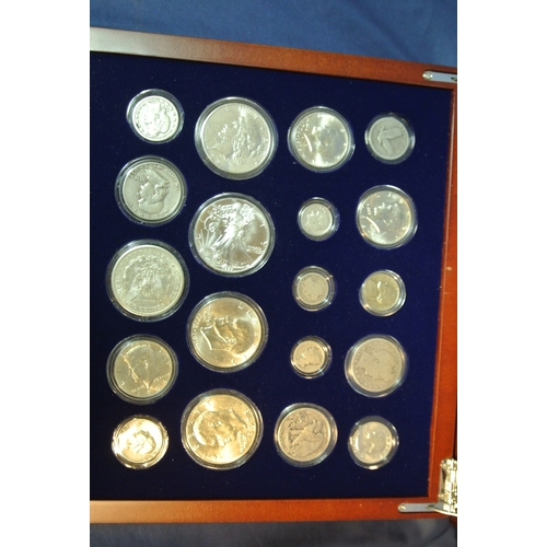 161 - A century of 19 US Silver Coins in Display Case Barber Dime ,Quarter, and Half Dollar. Morgan Dollar... 