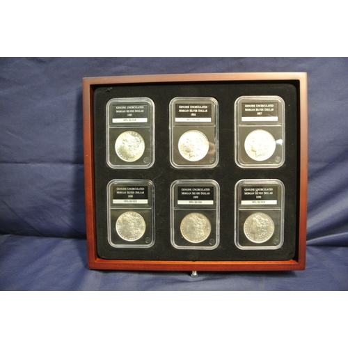 162 - US  Uncirculated Morgan Silver Dollars and Peace Dollars. 1882, 85,86,87,88,89,90,97,98,99.1900,1902... 