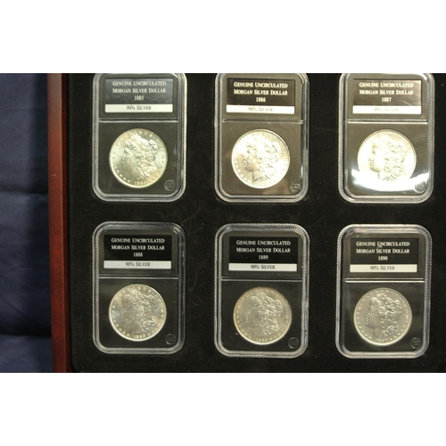 162 - US  Uncirculated Morgan Silver Dollars and Peace Dollars. 1882, 85,86,87,88,89,90,97,98,99.1900,1902... 