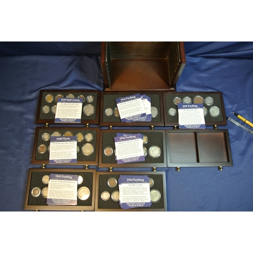 165 - British Coins of World War II, 1939- 1945, in display case