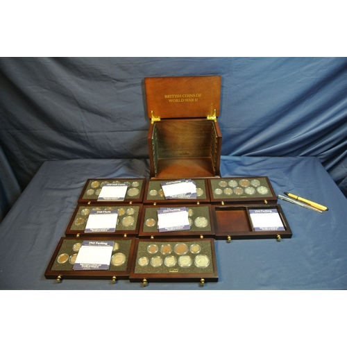 165 - British Coins of World War II, 1939- 1945, in display case