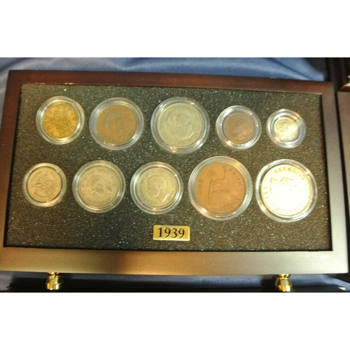 165 - British Coins of World War II, 1939- 1945, in display case