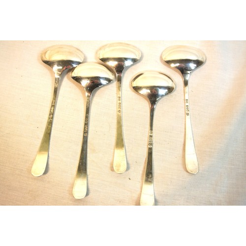 158 - Set of 5 Irish Provincial silver Ice cream spoons with oval shallow bowls and plain Old Irish handle... 