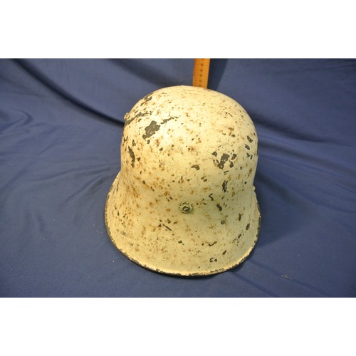 254 - Rare Irish Army Vickers Helmet with shield attachments, chin strap and liner. Factory markings are n... 