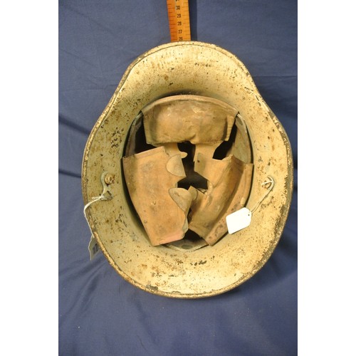 254 - Rare Irish Army Vickers Helmet with shield attachments, chin strap and liner. Factory markings are n... 