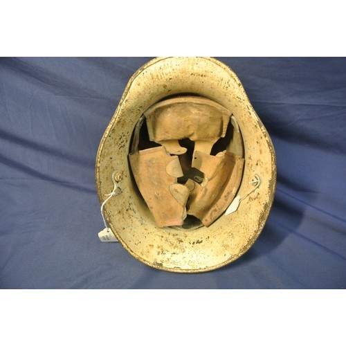 254 - Rare Irish Army Vickers Helmet with shield attachments, chin strap and liner. Factory markings are n... 