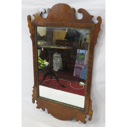 317 - Queen Anne mahogany wall mirror with gilt & foliate decoration