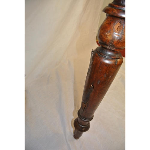 325 - Victorian inlaid mahogany occasional or side table with satin & ebony string inlay, on turned taperi... 