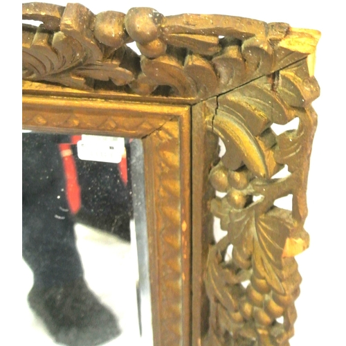 332 - Victorian style timber wall mirror with ornate foliate & grapevine carved frame