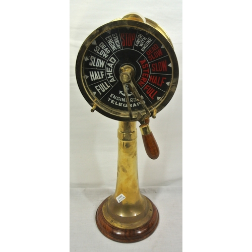 347 - Model brass ships telegraph with round top & spreading base