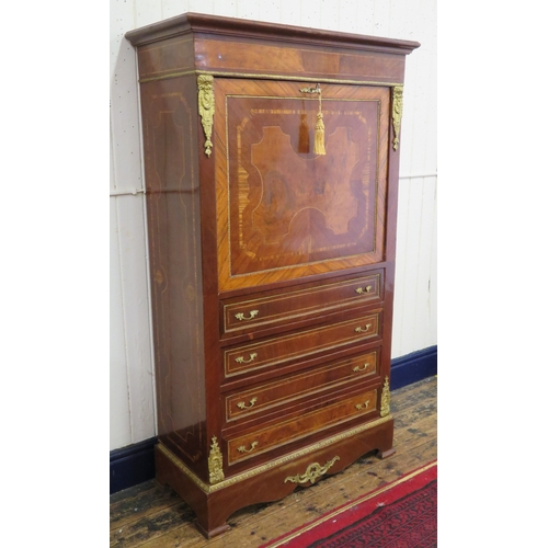 375 - Louis XV inlaid and crossbanded walnut and rosewood secretaire abbant with ormolu mounts, drop-down ... 