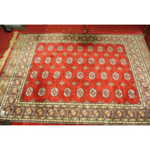 381 - Persian red ground hearth rug with medallion design 170 x118 cm