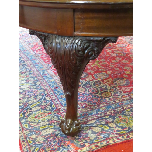 400 - Victorian mahogany D-end dining table with 2 extra leaves inset, ornate scroll & foliate carved cabr... 