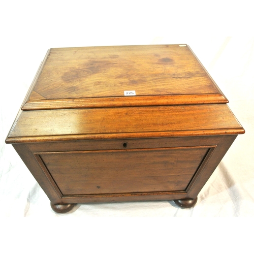 420 - Georgian mahogany cellarette or wine cooler with sarcophagus shaped top, sectioned interior, on ball... 