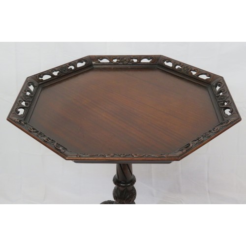 426 - Victorian mahogany hexagonal shaped occasional or centre table with raised pierced gallery, twist re... 