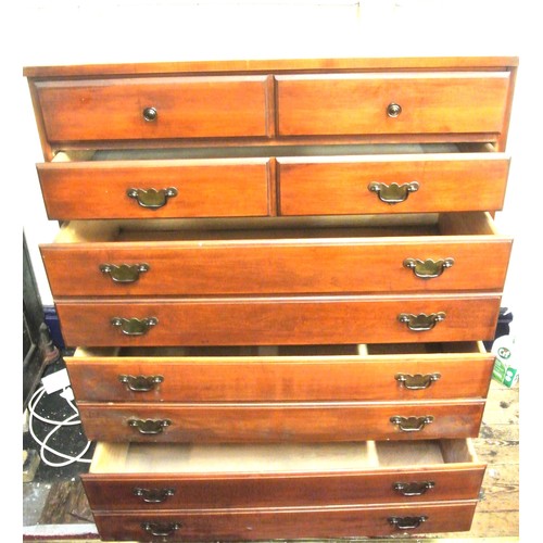 440 - Mahogany chest of five drawers with drop handles, on bracket feet