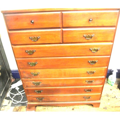 440 - Mahogany chest of five drawers with drop handles, on bracket feet