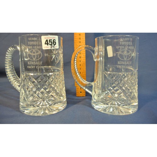 456 - Pair of crystal tankards 