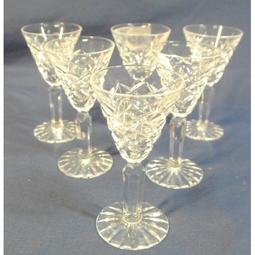 457 - Set of Waterford Crystal stemmed liqueur glasses with diamond decoration