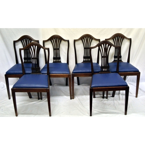 463 - Set of 6 Hepplewhite style mahogany dining chairs with pierced wheatsheaf splats, domed tops, drop-i... 