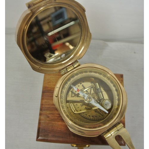 294 - Mariners heavy brass folding compass stamped 'Stanley, London