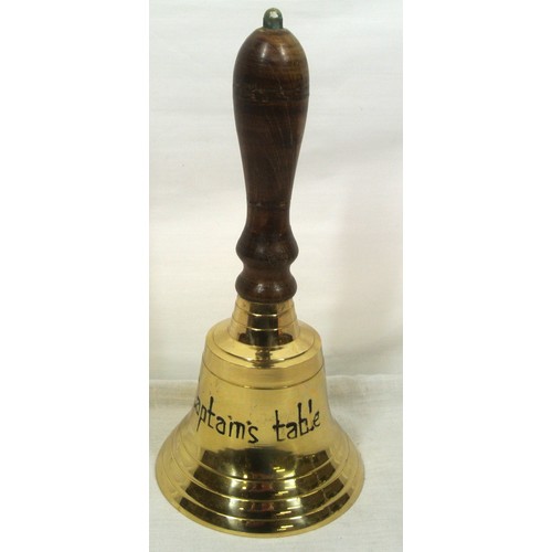 393 - Brass ships dinner bell with turned handle