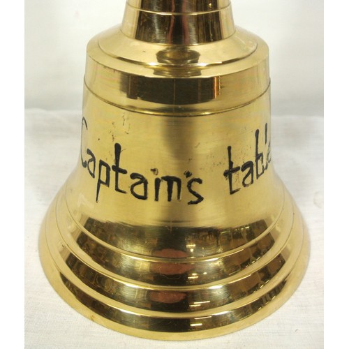 393 - Brass ships dinner bell with turned handle