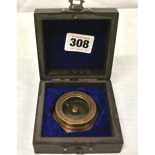 308 - 'Henry Hughes Son Ltd, London' mariners compass, in case