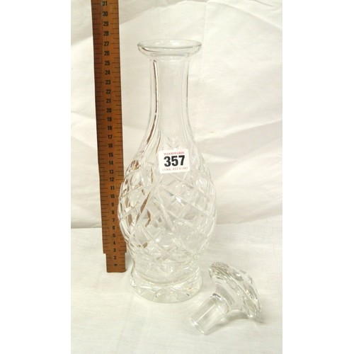 357 - Waterford crystal baluster shaped cut glass decanter with stopper