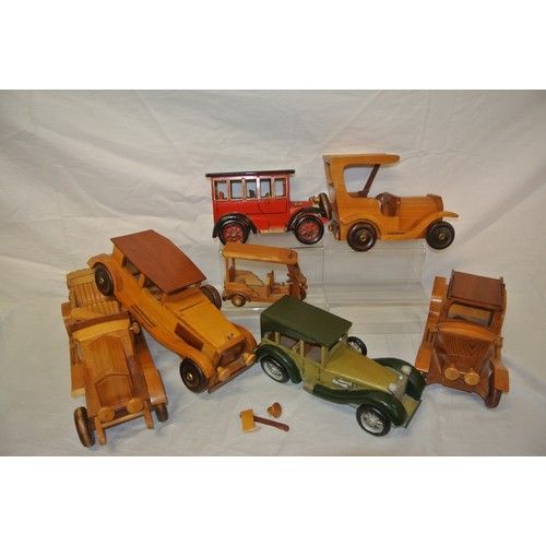 341 - Assortel lot of timber car models, etc