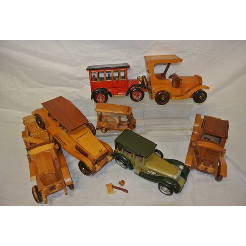 341 - Assortel lot of timber car models, etc