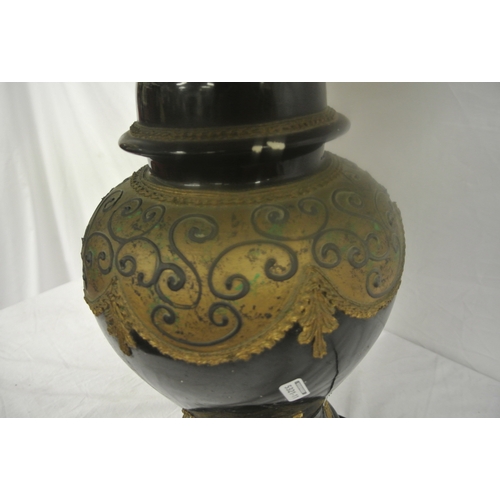 368 - Baluster shaped electric lamp with applied foliate decoration