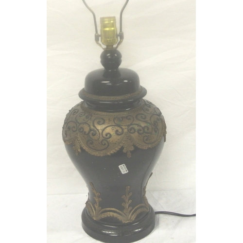 368 - Baluster shaped electric lamp with applied foliate decoration