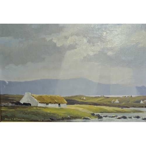 43 - Denis J McDowell 'Corraun and Cottages near Achill Island' oil on canvas, 24x34cm signed