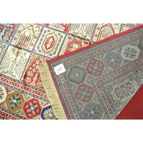 199 - Rich red ground full pile Kashmir rug with garden design