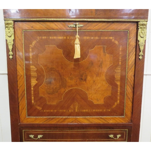 230 - Louis XV inlaid and crossbanded walnut and rosewood secretaire abbant with ormolu mounts, drop-down ... 