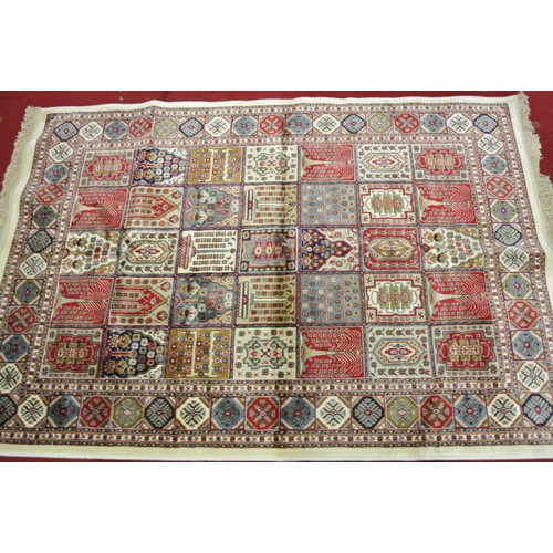 232 - Ivory ground full pile Kashmir rug of Persian panel design