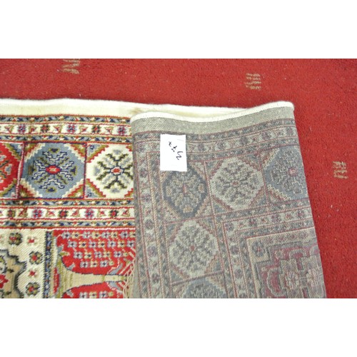 232 - Ivory ground full pile Kashmir rug of Persian panel design