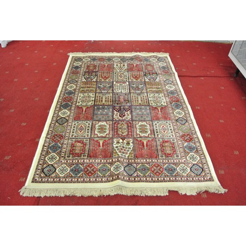 232 - Ivory ground full pile Kashmir rug of Persian panel design