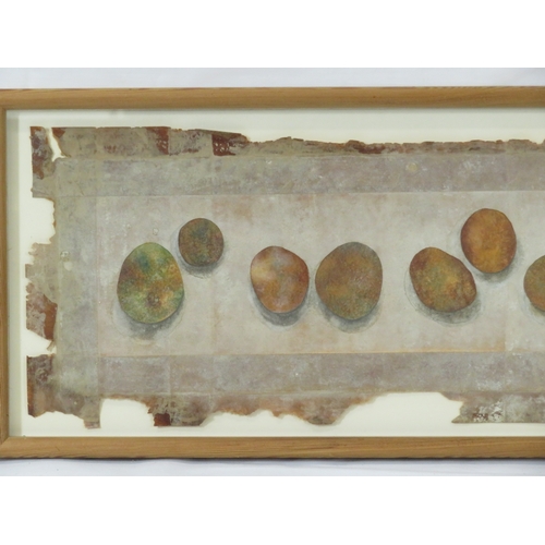 15 - Tara S Hansford 'Eggs' watercolour, 20x62cm, signed