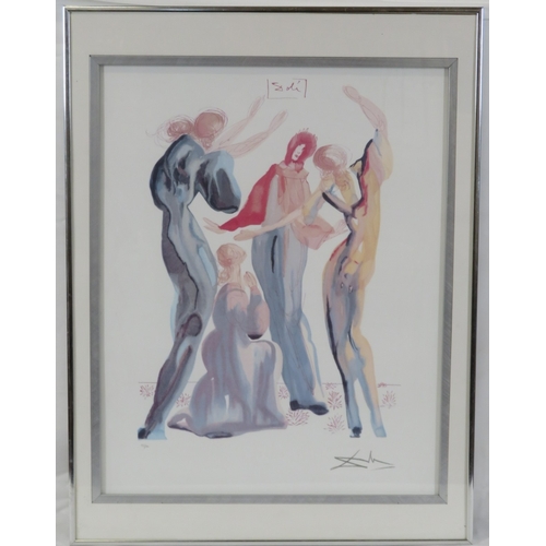 17 - Salvador Dali 'Dancers' limited edition screenprint, 50x40cm, signed Soli