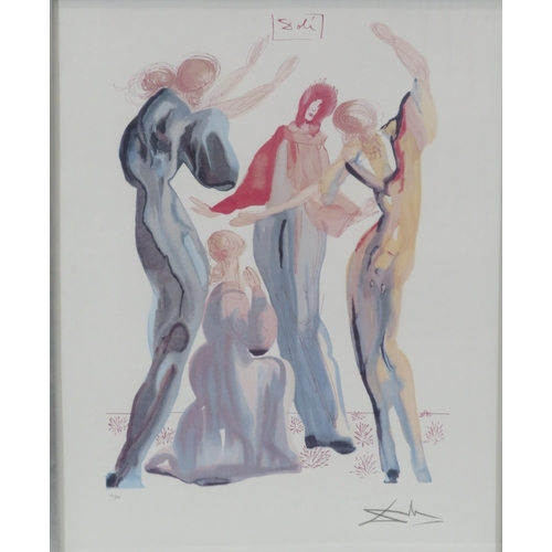 17 - Salvador Dali 'Dancers' limited edition screenprint, 50x40cm, signed Soli