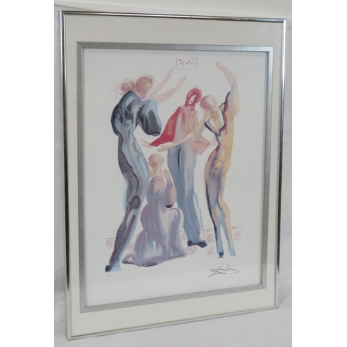 17 - Salvador Dali 'Dancers' limited edition screenprint, 50x40cm, signed Soli