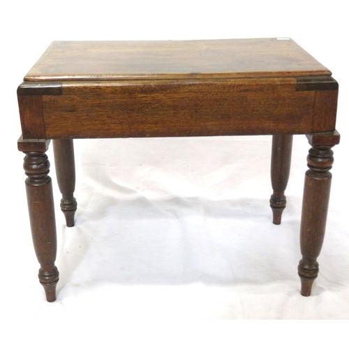 191 - Victorian mahogany stool or low table with turned tapering legs