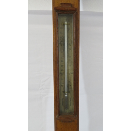 196 - Admiral Fitzroy oak barometer with thermometer, 100cm high